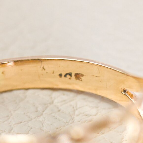 14K Gold 5-Stone Black Coral Ring – Marquise Cabochons, Size 5¼ - Picture 11 of 16